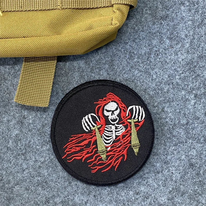 Embroidered Patch Duck Skull Pistol Creative Pattern Sticker Tactical Morale Badge Hook and Loop Armband Backpack Patches