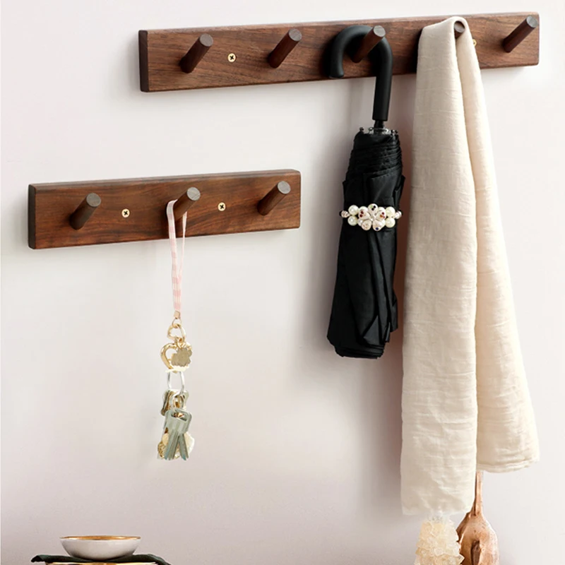 Wall Mounted Wood Door Hook Rack  Coat Hanger  Clothes Organizer  Key Holder  Perchero Pared Ganchos Para Colgar