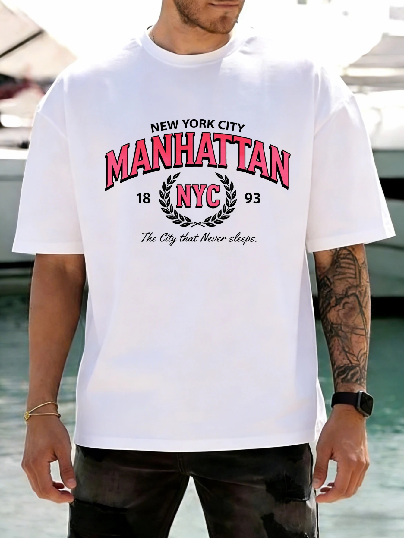 

Мужская футболка с ретро-графическим принтом Manhattan NYC 1893, хлопковая, с короткими рукавами, повседневная, для мужчин
