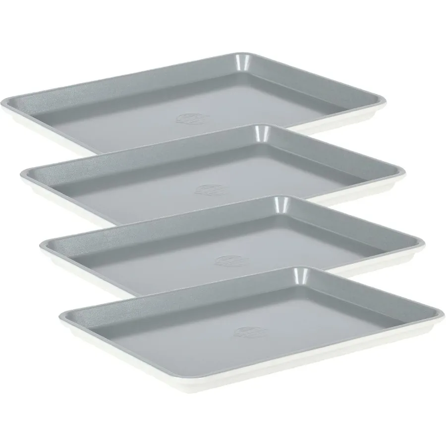

Kitchen Essentials Bake Sale 15 X 10 Inch PFOA, PFAS, PTFE Free Nonstick Cookie/Baking Sheet - Linen White (Pack of 4)