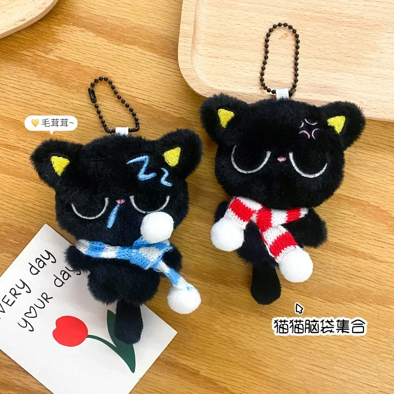 Peluche piccolo gatto nero bambola cordino cartone animato carino borsa ciondolo cordino portachiavi regalo