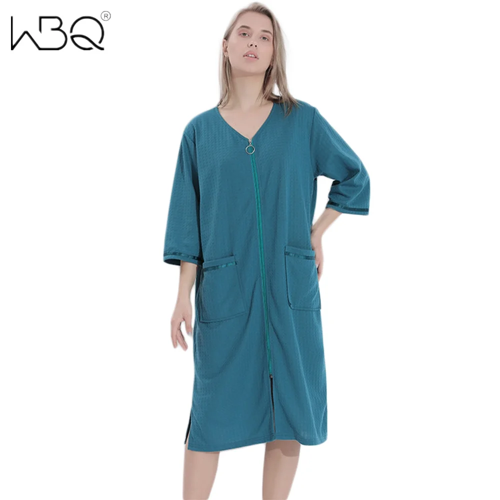 

Men Women Robe Zip up Robe Summer Loose Nightgowns Spa Bathrobe V-neck Soft Sleepshirt Loungewear Robes Sleepwear Large Size