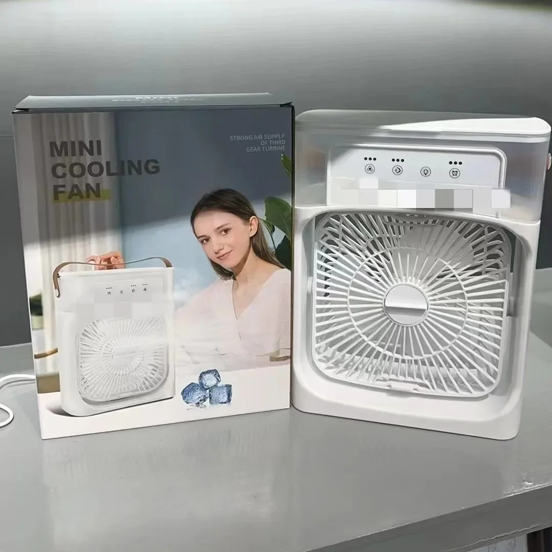 Mini ventilateur portable avec lumière pour bureau, humidificateur par pulvérisation à 5 trous, USB, mini refroidisseur d'air, climatisation, été