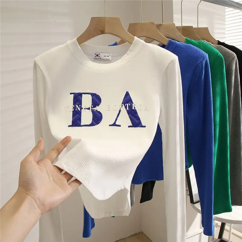 Teenager Spring Atumun Girls Clothes Fashion Letter Slim Fit Undershirt Pullovers Kids Long Sleeve Top 3 5 7 9 12 14 15 Year