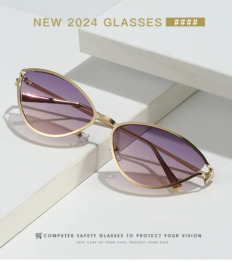 Marke Kleine Cat Eye Sonnenbrille Frauen Luxus 2042 Einzigartige Metall Rahmen Braun Sonnenbrille Trendy UV400 Brillen Shades Vintage – Detail 2