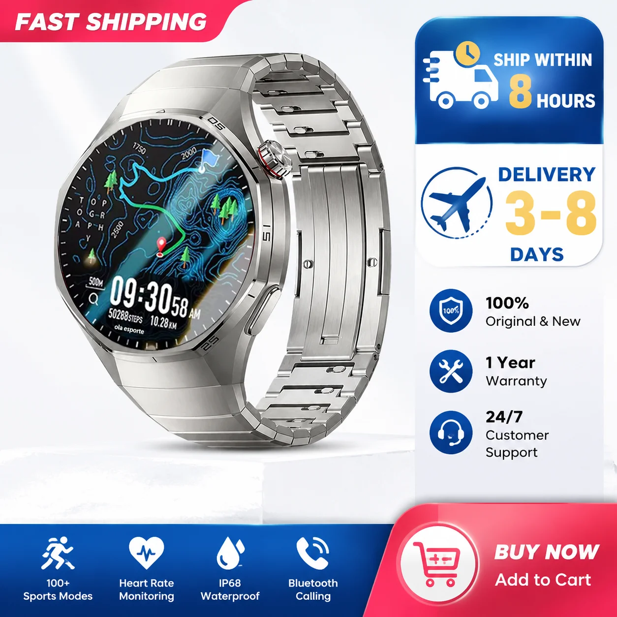 New smartwatch 6 Pro Bluetooth Phone Call Sport Business Smart Watches for Men Women Heart Rate Monitoring SPO2 Sleep DetectHt22
