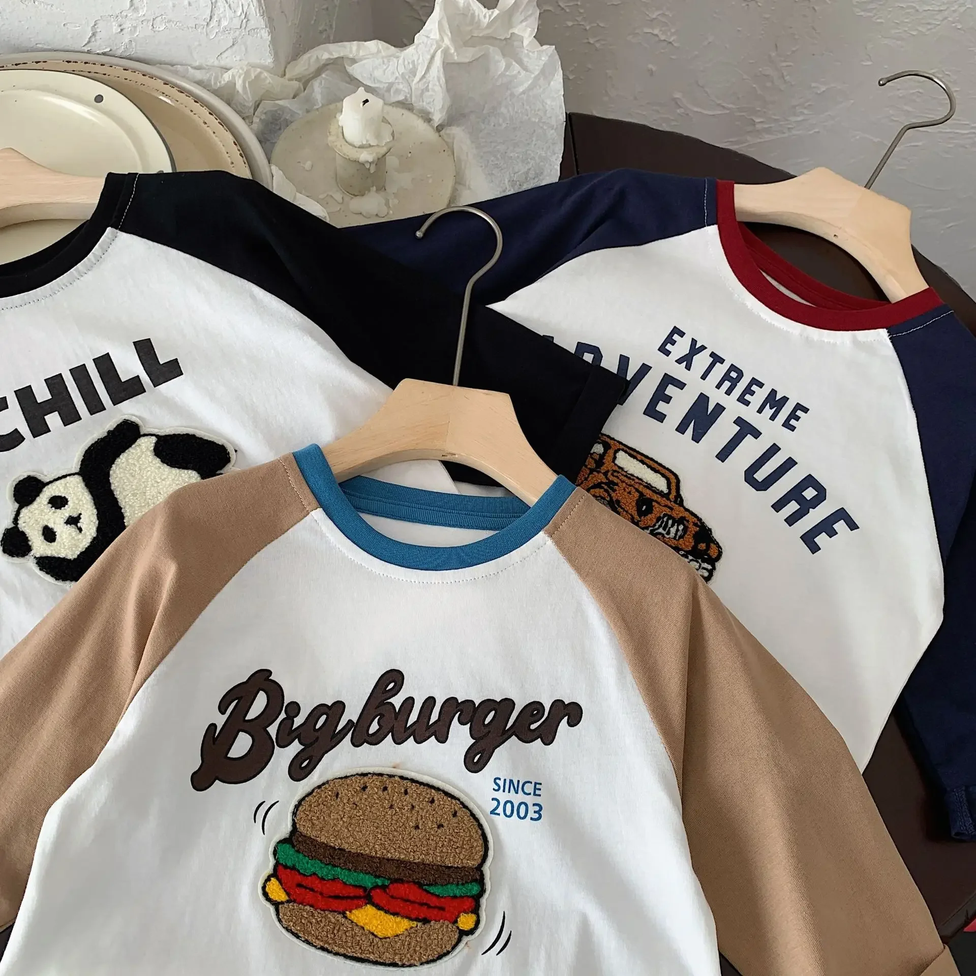 Children T-shirt 2024 Autumn Children Baby Boys Clothing Cartoon Printed Towel Embroidered Label Long Sleeve Shirt Top Clothes