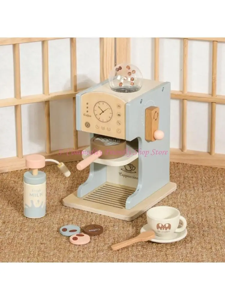 85AE – ensemble cafetière en bois, jouet pour enfants, jeu simulation, accessoires cuisine, Machine à expresso, cadeaux