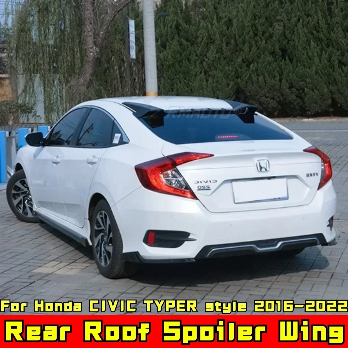 For Honda CIVIC 10th Gen 2016-2022 Body Kit Roof Spoiler Wing Silvery TYPER Style Car Rear Wing Rear Spoiler Car Accessories