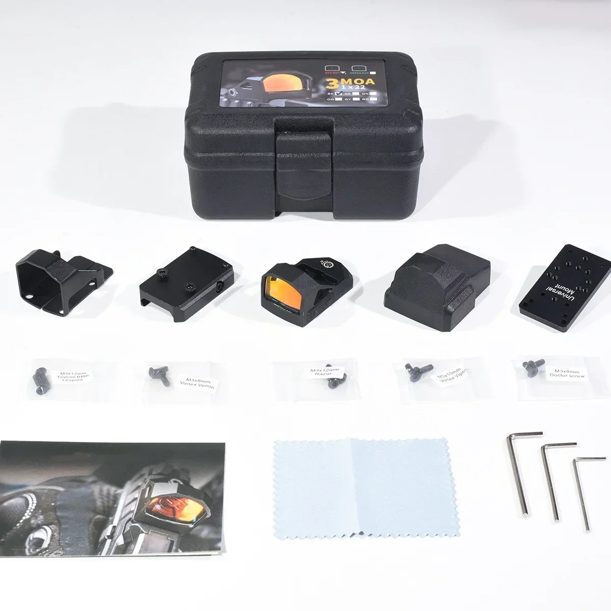 1x22mm berburu hijau titik merah optik pandangan refleks terbuka taktis 3 optik MOA kolimator Glock teleskop kompak