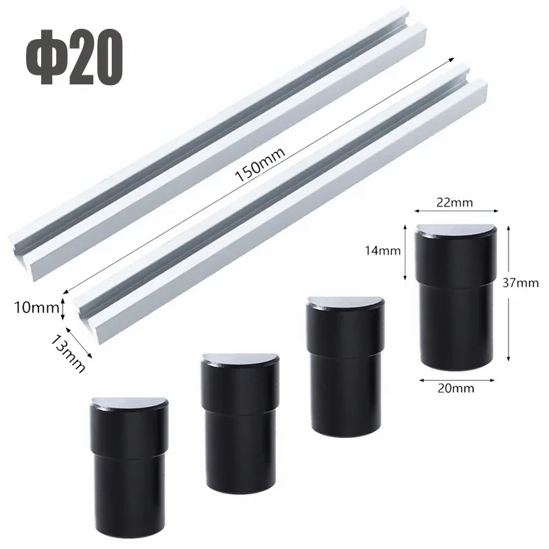 2-piece T-shaped guide rail woodworking stand positioning stand stop plate for T-rail woodworking, flat planing stop plate