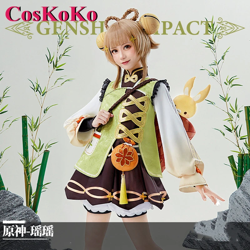 CosKoKo YaoYao Cosplay Costume Game Genshin Impact Kawaii Sweet Uniform Full Set Women Halloween Anime Party Role Play Clothing