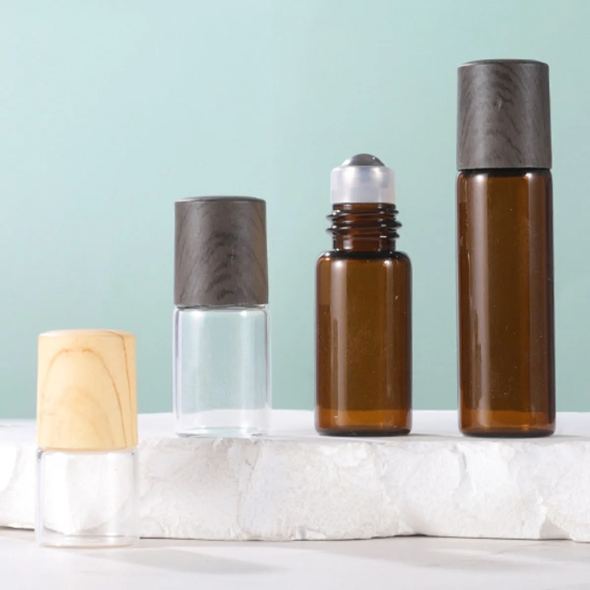 10X 1ml 2ml 3ml 5ml Mini Plastic Cap Glass Roll on Bottles Sample Roller for Essential Oils Perfume Vials with Steel Roller Ball