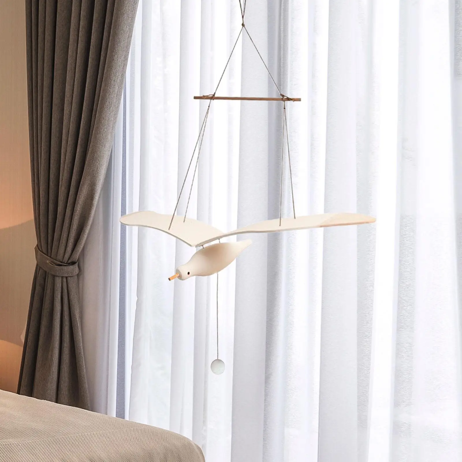 Seagull Mobile Wood Seagull Decor Wooden Soaring Seagulls Hanging Decoration for