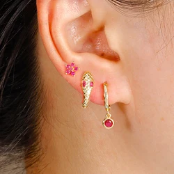 3PCS Stainless Steel Little Snake Earrings Set For Women Gold Color Helix Cartilage Piercing Earrings Fasion Jewelry Accessorie