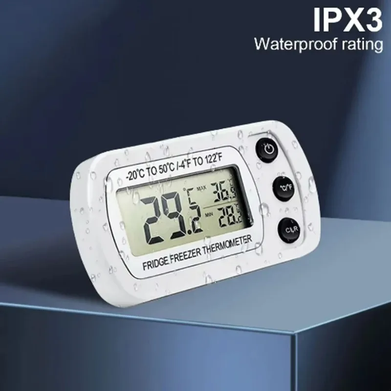 Digital Freezer Room Thermometer Large LCD Waterproof Refrigerator Thermometer Magnetic Back& Hook for Kitchen Home Restaurant