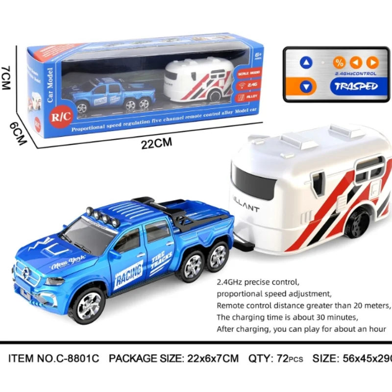 Nuovo 1:64 Mini auto telecomandata giocattolo 2.4g luce regolabile con rimorchio simulazione auto in lega giocattolo regalo di compleanno per le vacanze dei bambini