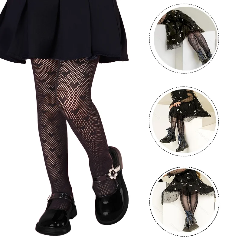 Spring/Summer girls pantyhose thin hollow mesh leggings Black cute lace pantyhose fashion everything