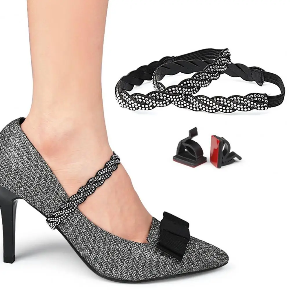 1 Pair Wear Resistant Shoe Straps U-Shaped Lazy Shoelaces Anti-skid Elastic High Heel Straps  Holding