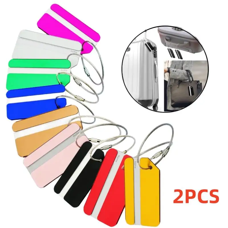 2PC Luggage Tags Aluminium Alloy Suitcase Tag Travel Labels Set With Steel Loop ID Luggage Tags For Suitcases Travel Accessories