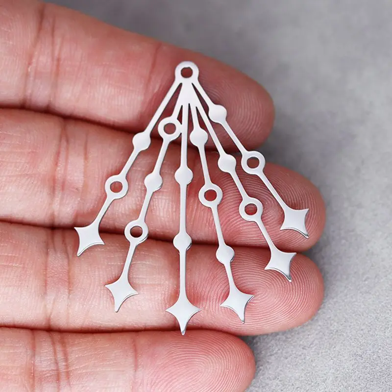 

3PCS Line Star Charm Stainless Steel Pendant for Jewelry Making Fashion Tassels Earrings Necklace Women Girl DIY Craft Accessory