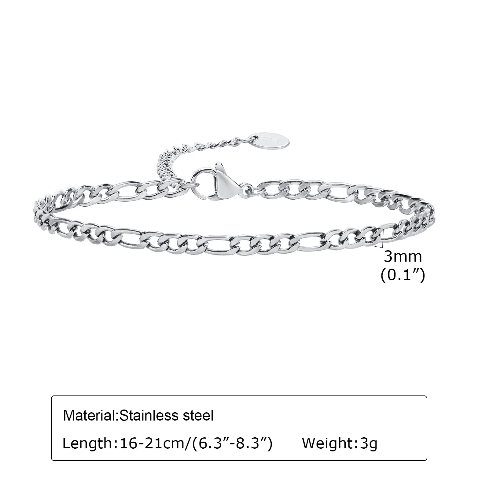 3-teiliges dünnes Kettenarmband für Herren, nie verblassendes verstellbares Armband aus Edelstahl, minimalistisches Hip-Hop-Schmuckgeschenk