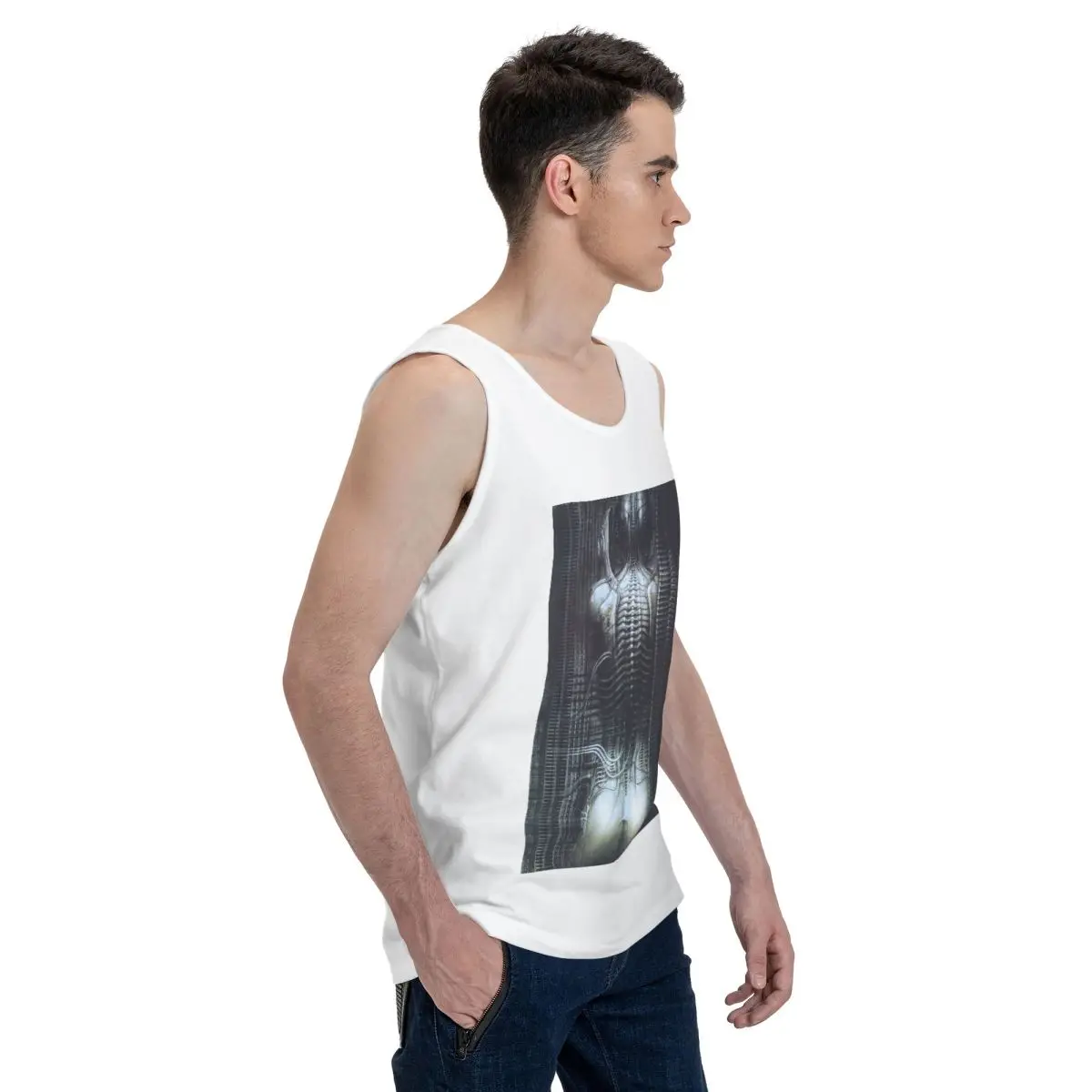 New York City Vi Torso H R Giger 100% Cotton Men's Sweatshirt Vest Sleeveless Clothing Tees Men Tank Tops T-shirt