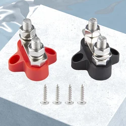 2 Stuks Terminal Block Stud Junction Post Kit Enkele/Dubbele Noppen 48V Geïsoleerde Knooppunt Post M8 Voor Auto Marine Trailer Rv Boot