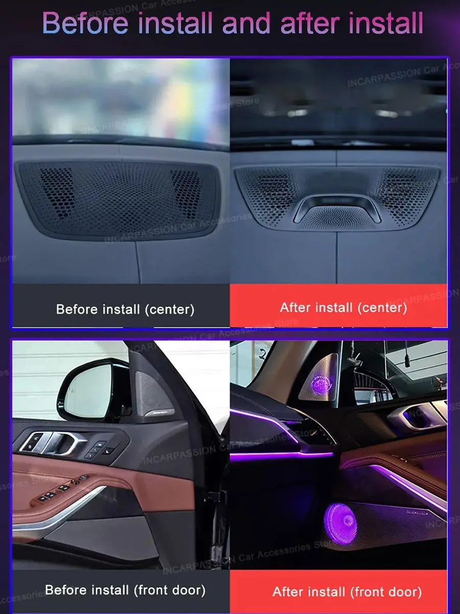 Ambienteverlichting Speaker Cover voor BMW X5 X6 X7, G05 G06 G07 LED Speaker Upgrade Verlichting Midrange Tweeter Grille Deur Tweeter - afbeelding 2