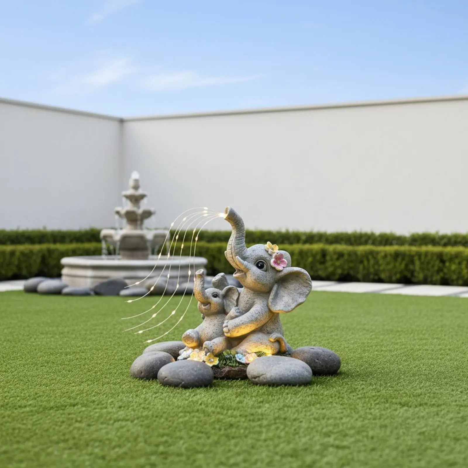 

Solar Garden Elephant Decor Waterproof Solar Elephant Statue Outdoor Gift Idea for Lawn
