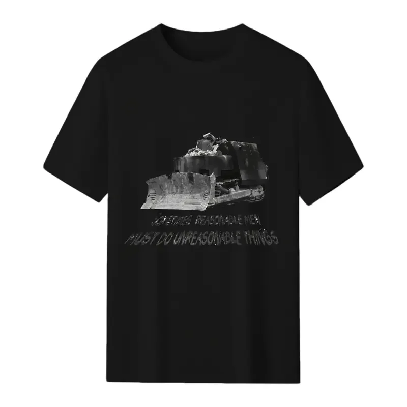Men's Vintage Bulldozer Graphic Print T-Shirt - Quote Text, Relaxed Fit, Multi-Size Streetwear Clothing, Casual Short Sleeve Top