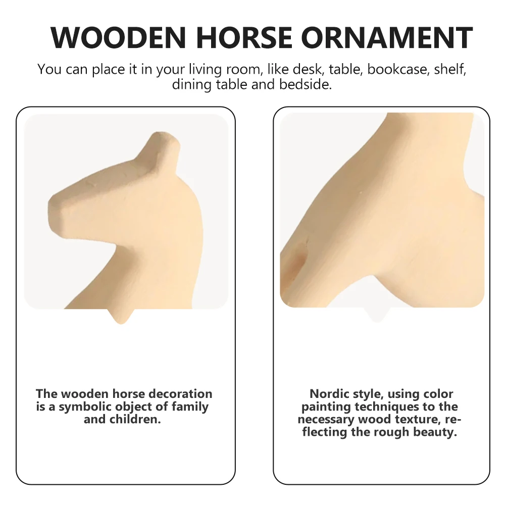 

Creative Wooden Horse Ornament Kids Room Adornment Desktop Accessory Birthday Gift Living Room Decoration