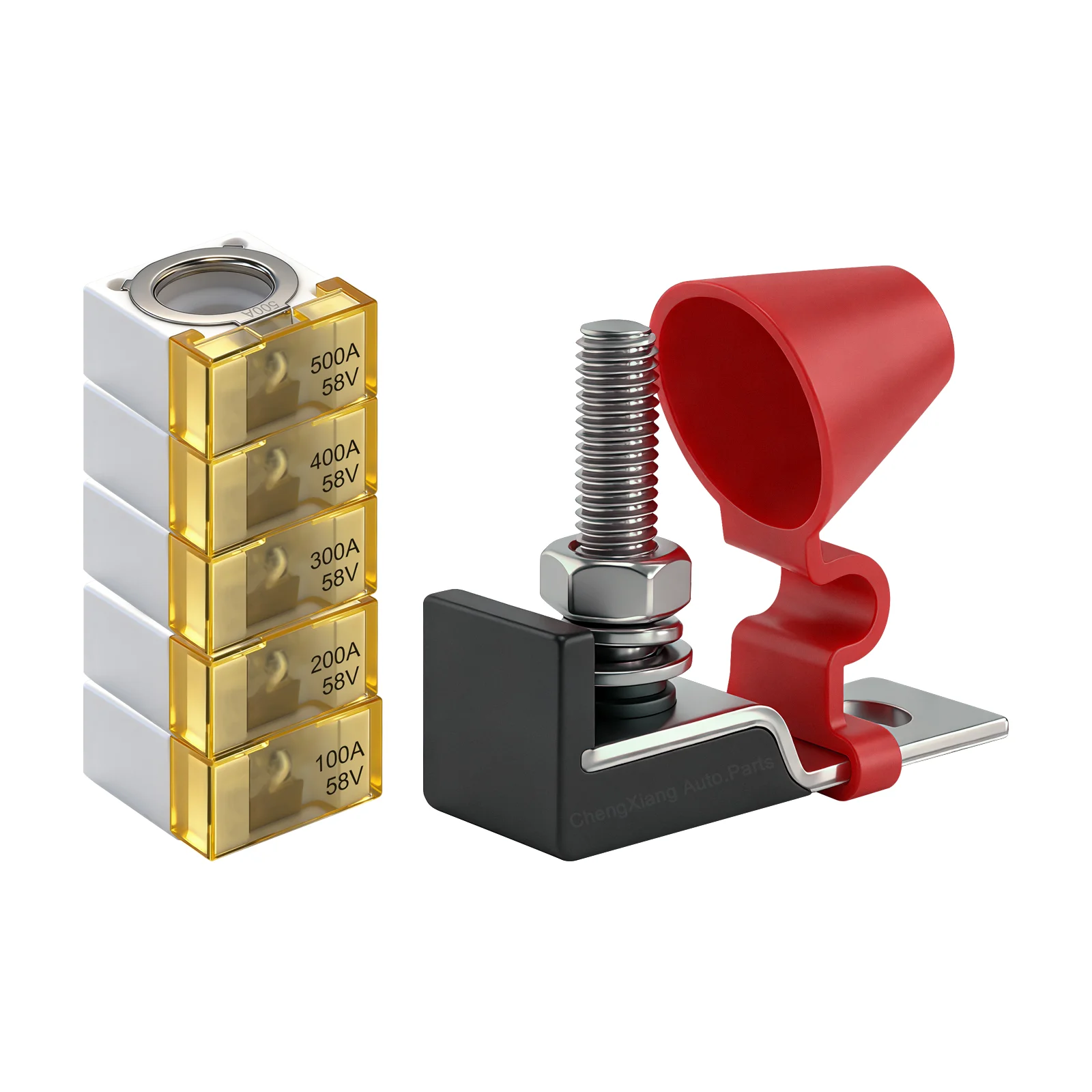 58V MRBF Fuse Kit-Marine Rated Battery Fuse Holder + M8 Stud Terminal Fuse Block (30/40/50/75/100/125/175/200/300/400/500A)