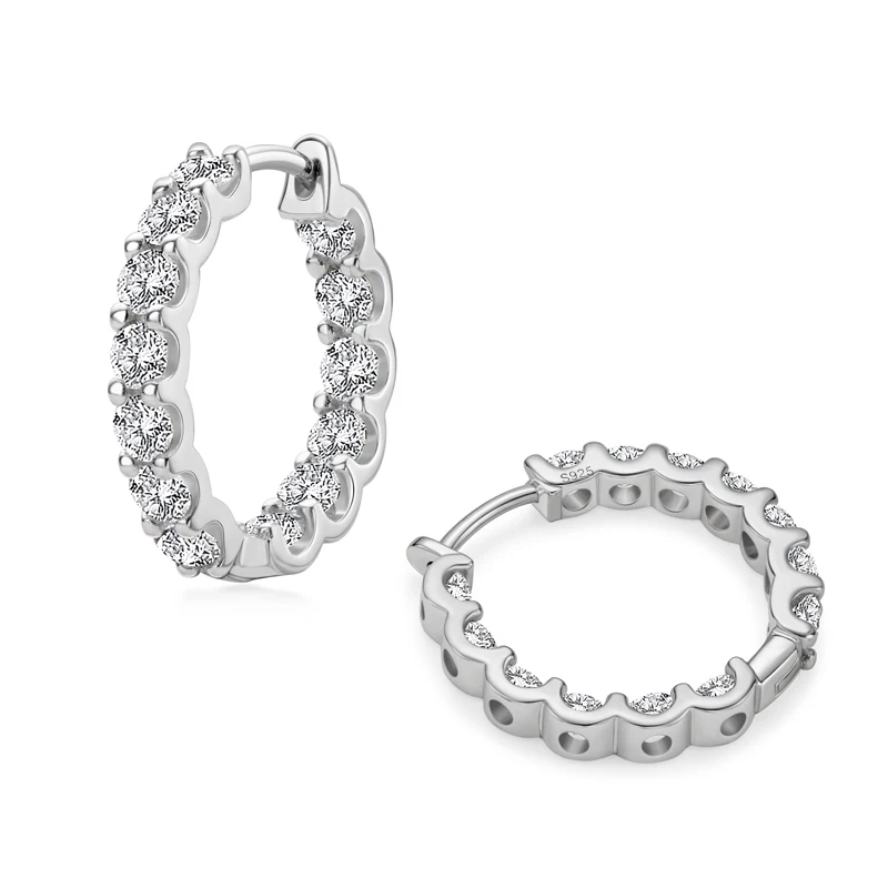 

AINUOSHI D1.30CT Moissanite Earring S925 Sterling Sliver Plated White Gold Hoop Earring for Women Wedding Party Jewelry Gifts