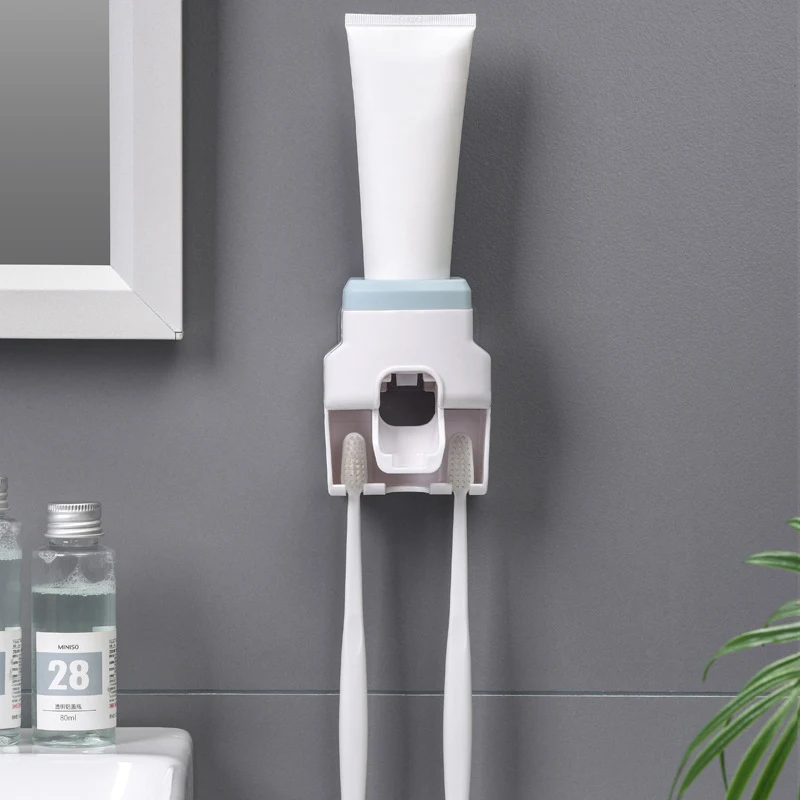 Wall Mount Automatic Toothpaste Dispenser Bathroom Accessories Set Toothpaste Squeezer Dispenser Storage Rack Toothbrush Holder