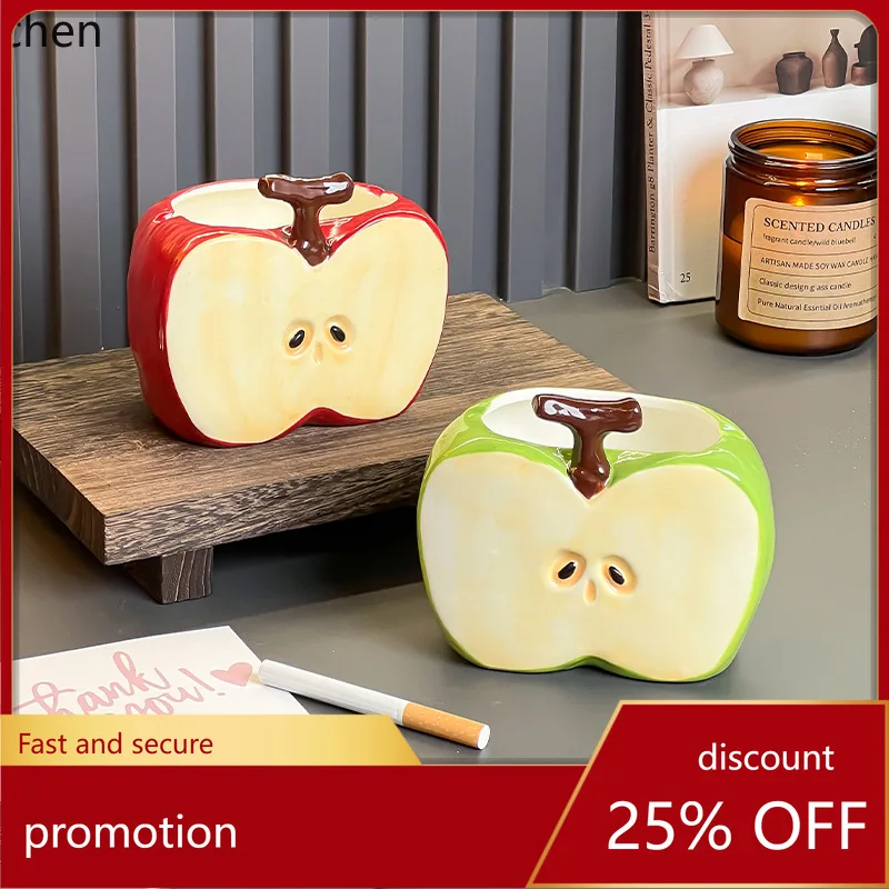 

Cz half apple ceramic ornament - premium ashtray for home living room, anti-flying ash, modern design