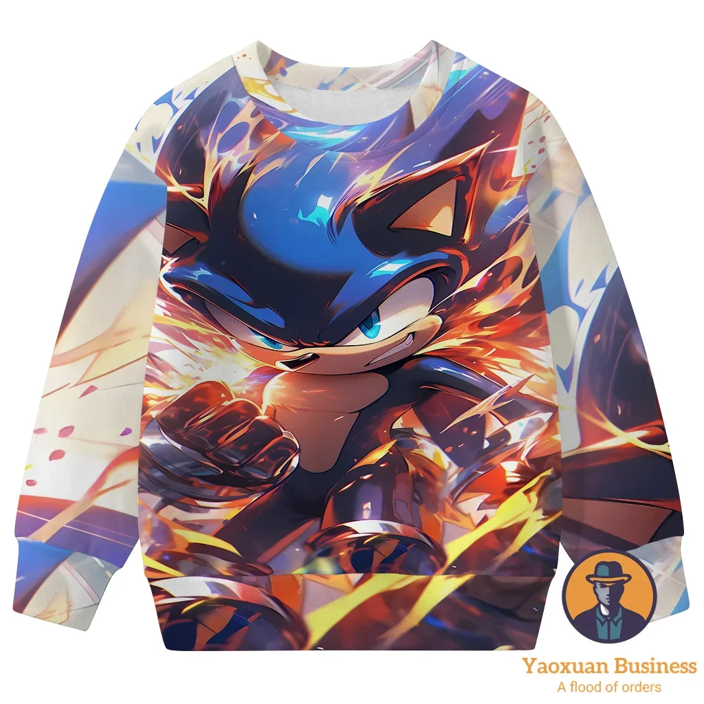 

Best Selling Sonic 2025 3D Crew Neck Sweatshirt Kids Teens Boys Girls Cartoon Print New Autumn Winter Trendy Hot Fashion