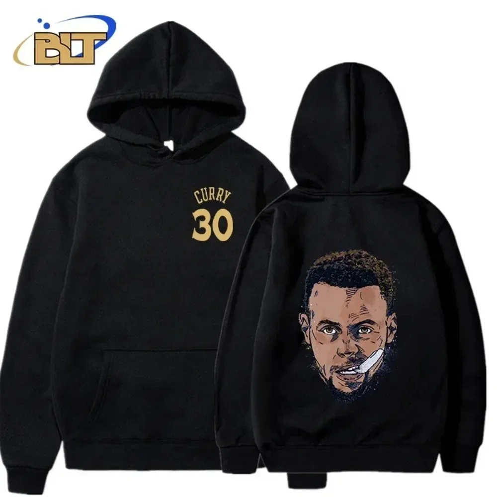 Stephen Curry Adult Hoodie Plus Velvet Sports Sweatshirt Loose Large Size Tops for Men and Women Suitable for Fan Clothing