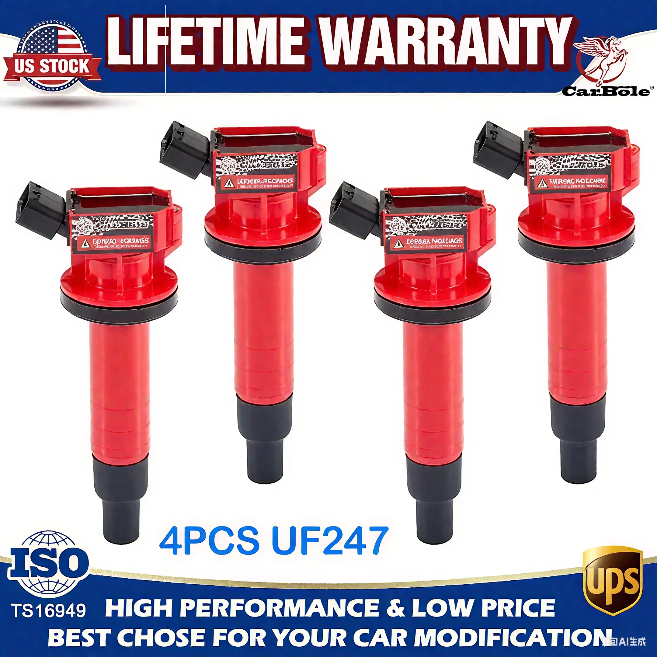 

Hot Sale US Stock 4 Packs High Performance Ignition Coil For Toyota Corolla Matrix 1.8L Pontiac UF247