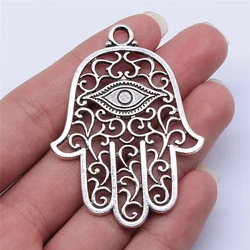 WYSIWYG 2pcs 59x43mm Antique Silver Color Eye Hand Charms Pendant For Jewelry Making DIY Jewelry Findings