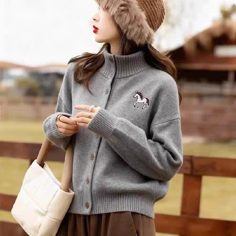 

Winter High Ne Sweater Women's Lazy Sle Thiened Casual Loose Fit Knitwear No Pilling Outerwear Spring 2026 Faion