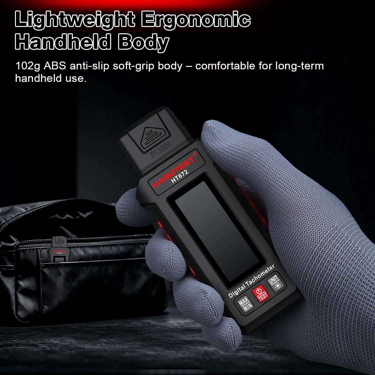 HABOTEST HT672 Mini Digitaler Laser-Drehzahlmesser Berührungsloser Drehzahlmesser Drehzahlbereich 10-99999RPM Drehzahlmesser Kilometerzähler Hintergrundbeleuchtung – Detail 14