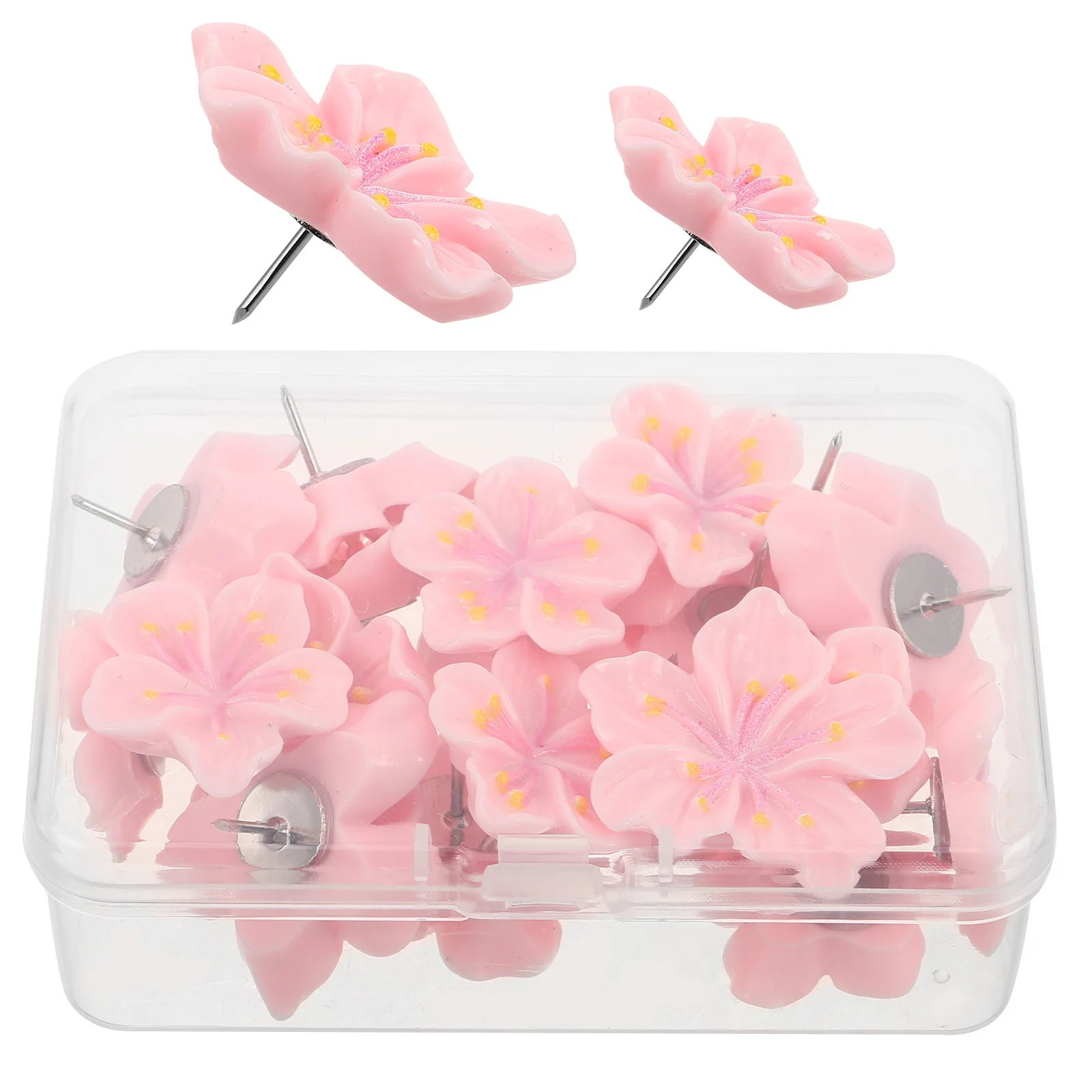 

20pcs Resin Flower Push Pins Decorative Thumb Tacks Pink Floral Drawing Pins For Bulletin Board Wall Decor Photo Display Office