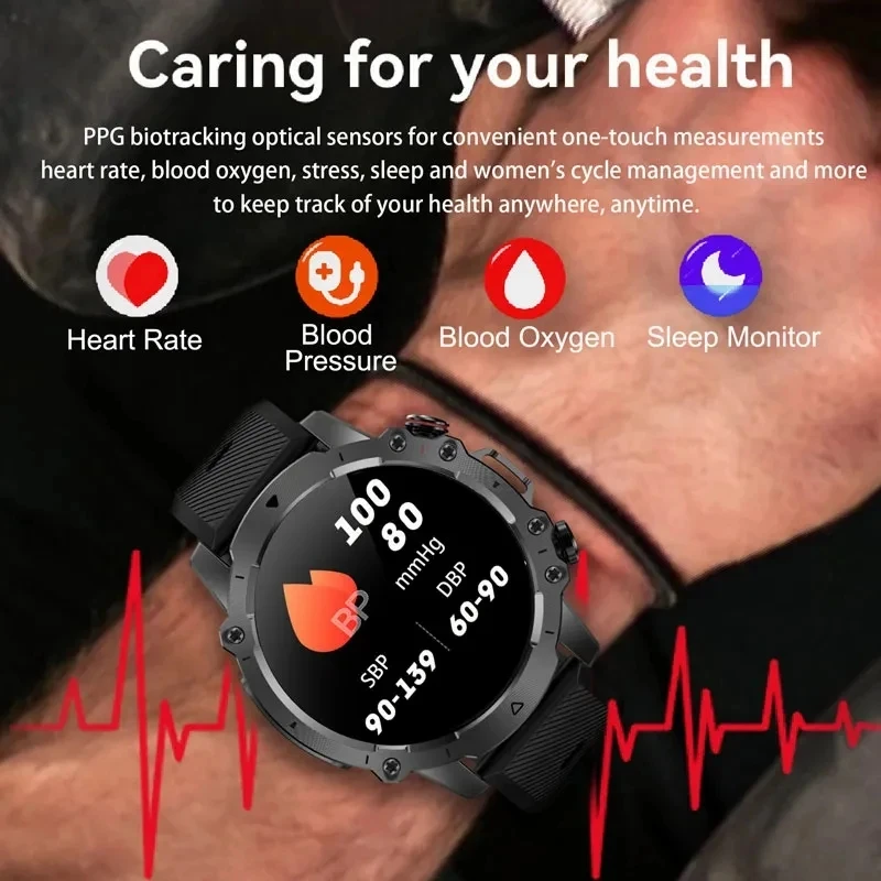 2024 New Bluetooth Call Smart Watch 1.43 HD Touch Screen Outdoor Fitness Exercise IP67 Waterproof Men's Smart Watch