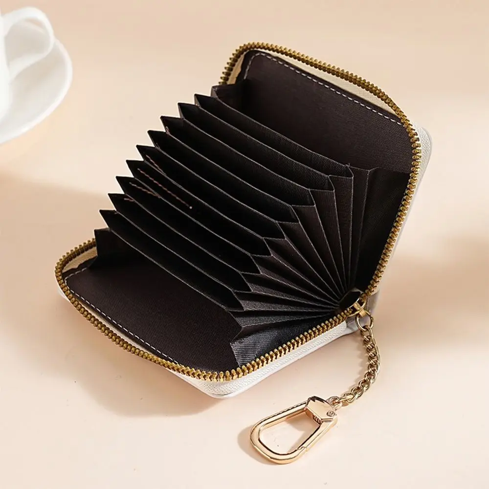 Cute PU Leather Card Case Multi-slot Large Capacity ID Card Holder With Keychain Coin Purse