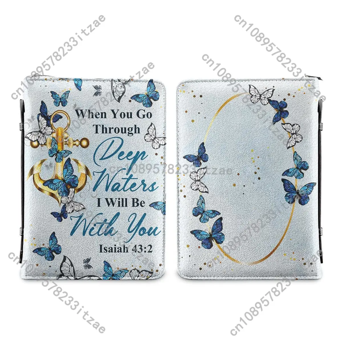 2024 المرأة شخصية الكتاب المقدس حقيبة الصليب الفراشات تصميم الكتاب المقدس غطاء حافظة بولي Leather الجلود حقيبة حمل مقدسة واقية حقيبة يد الهدايا #5