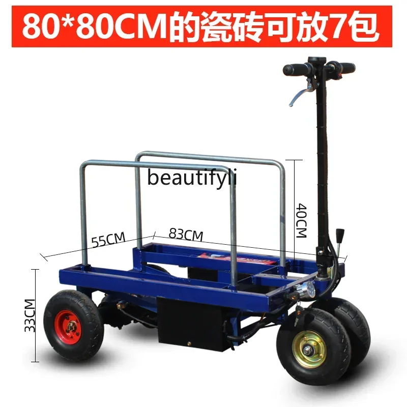 Truk flatbed NNElectric menarik ubin keranjang perbaikan rumah menangani troli lipat menarik barang