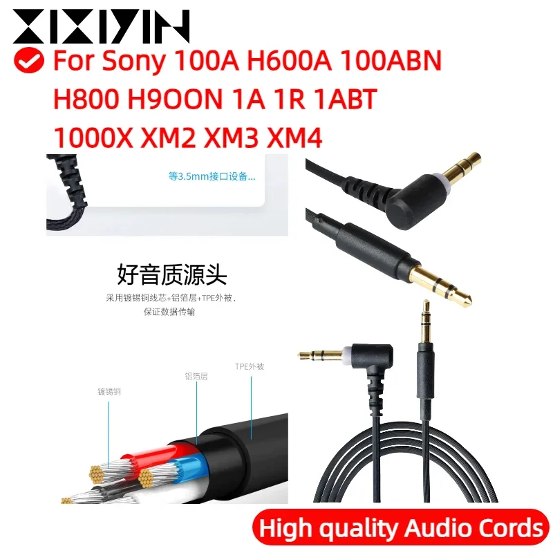 

XIXIYIN Replacements 3.5mm Headphone Cable for SONY WH-1000XM3 XM4 Wireless Headsets Cord Gold Plated Connectors 150cm/59inch ，