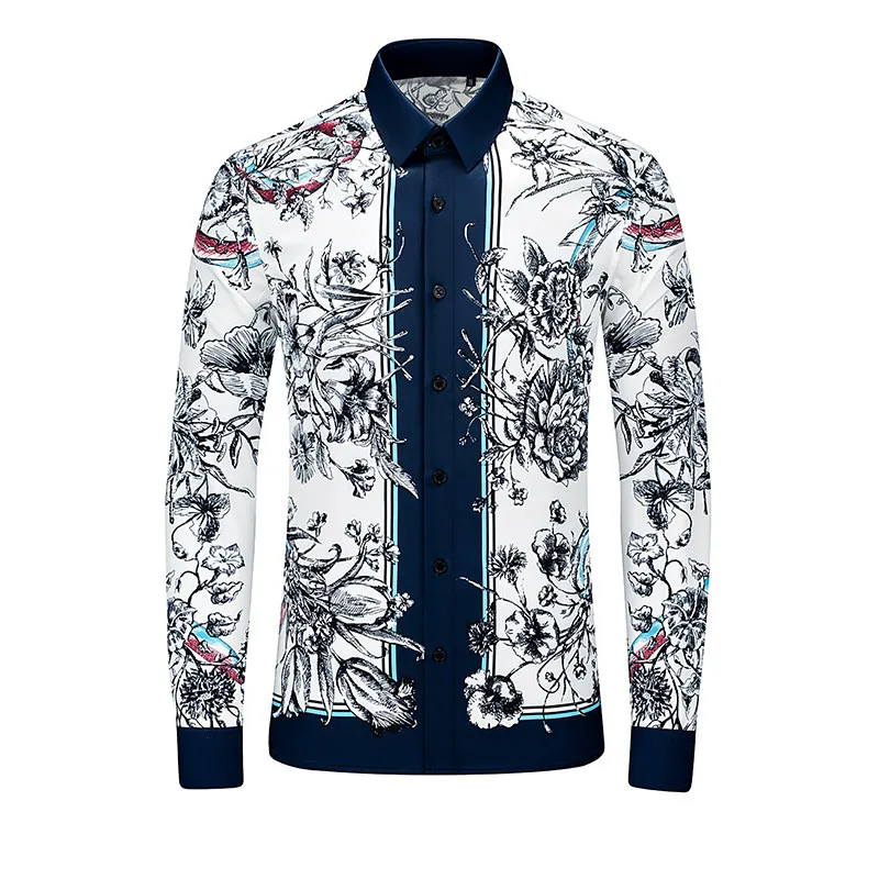 Retro slanted stripe art long-sleeved shirt - cutting-edge design, gentleman's business casual, unique and high-end top