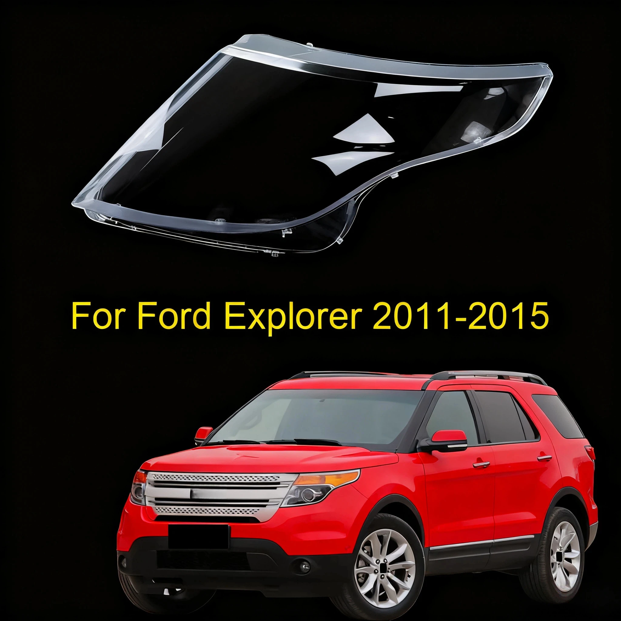 

For Ford Explorer 2011-2015 Transparent Lampshade Front Headlight Shell Headlamp Cover Lens Plexiglass Auto Replacement Parts